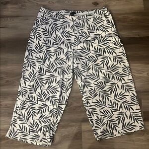 J. Jill Black and White Chino Pants with Tropical Print